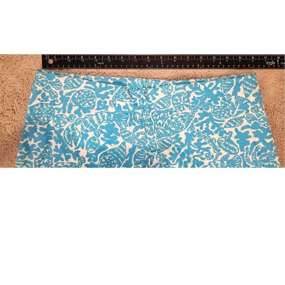 Lilly Pulitzer Skort/Skirt Seashells Coral Zip Back 100% Cotton Ruffle Hem Sz 8 - Picture 8 of 10